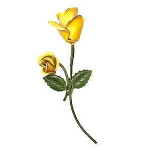 Vintage Yellow Rose Brooch